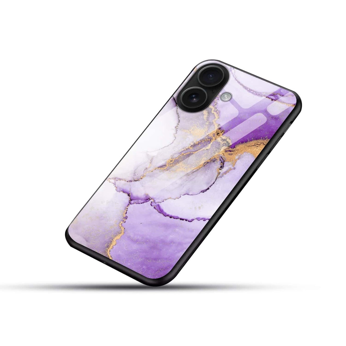 Luxury Purple Marble Case | Gold Glitter Glass Back