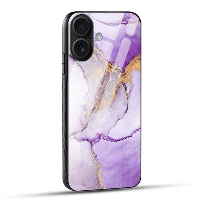 Luxury Purple Marble Case | Gold Glitter Glass Back