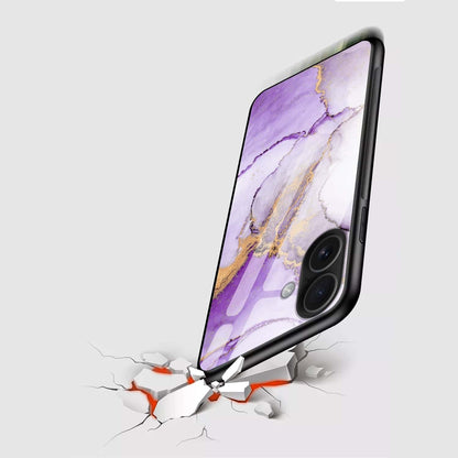 Luxury Purple Marble Case | Gold Glitter Glass Back