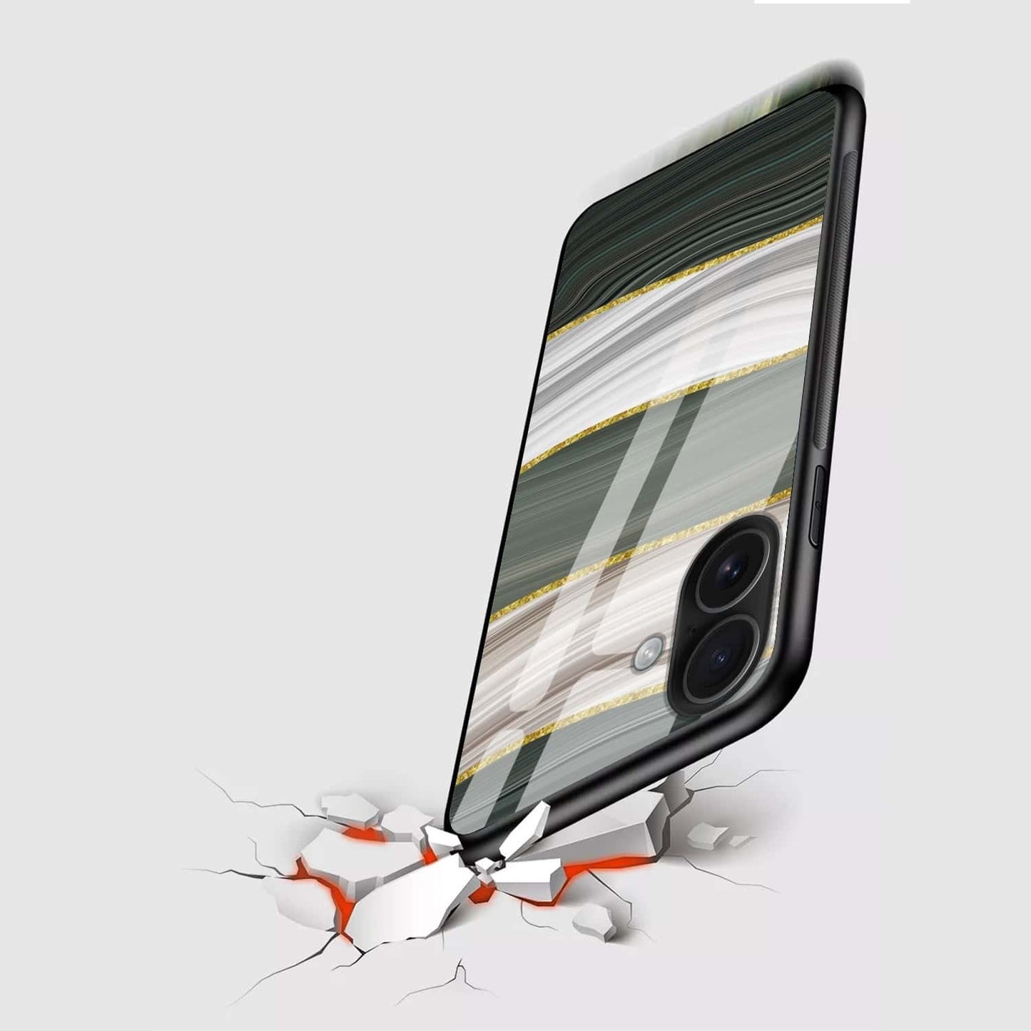 Luxury Abstract & Marble Case | Glass Back Shockproof