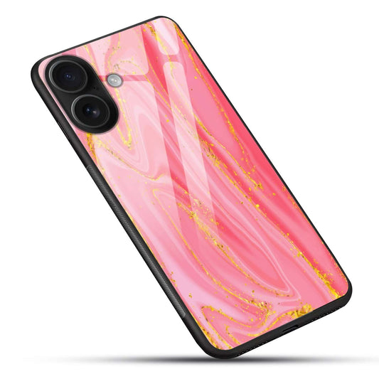 Pink Gold Marble Luxury Glass Case