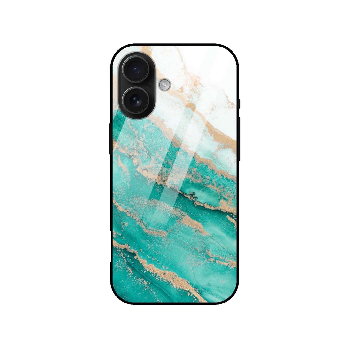 Luxury Green & Gold Marble Glass Case
