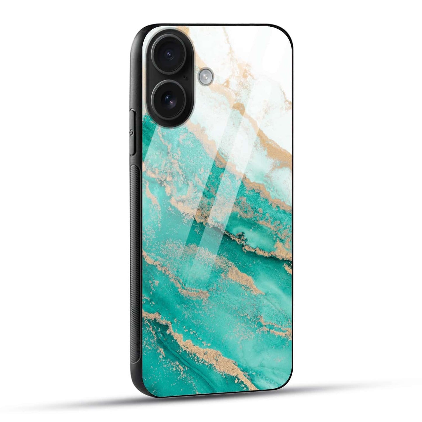 Luxury Green & Gold Marble Glass Case