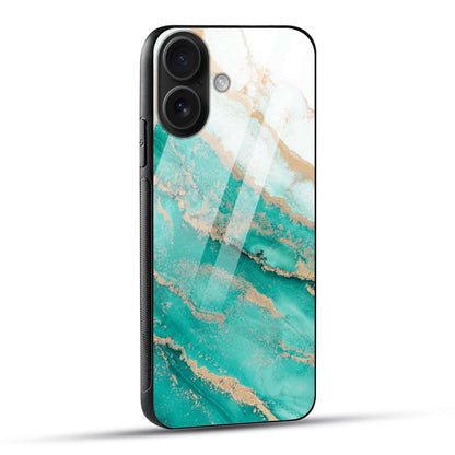 Luxury Green & Gold Marble Glass Case