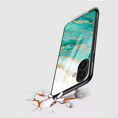 Luxury Green & Gold Marble Glass Case