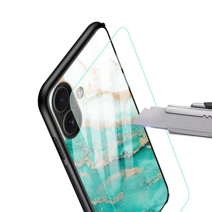 Luxury Green & Gold Marble Glass Case