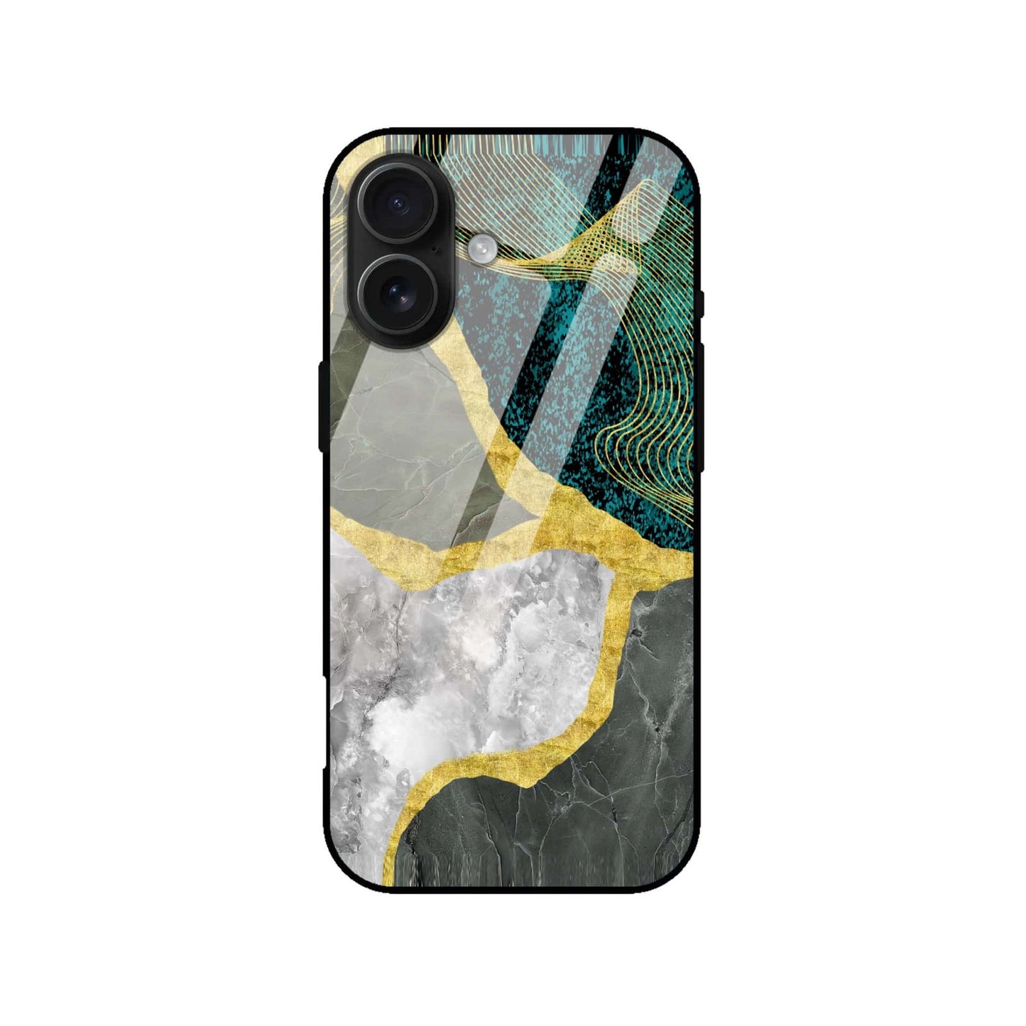 Luxury Green Gold Abstract Marble Glass Case