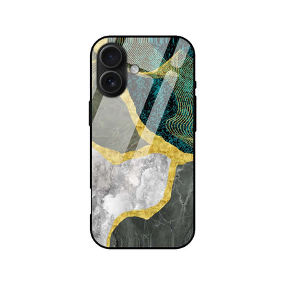 Luxury Green Gold Abstract Marble Glass Case