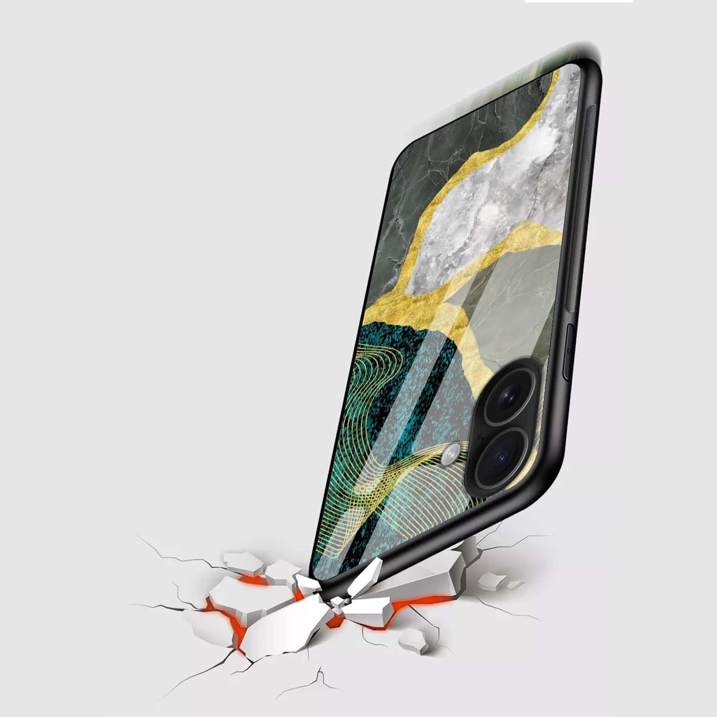 Luxury Green Gold Abstract Marble Glass Case