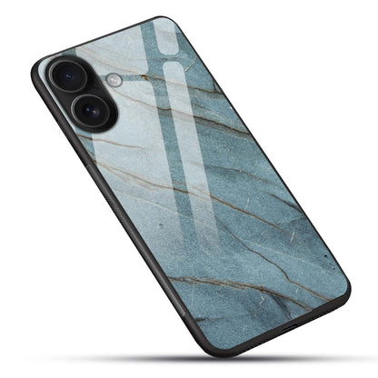 Blue Marble Texture Luxury Shockproof Glass Back Cover