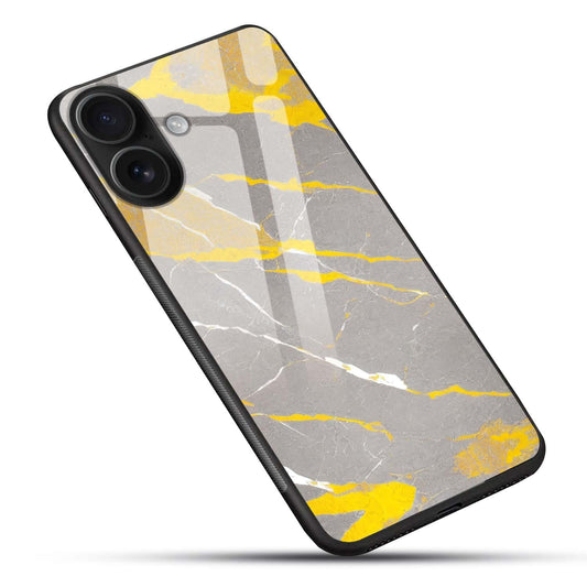 Premium Yellow Grey Marble Glass Case