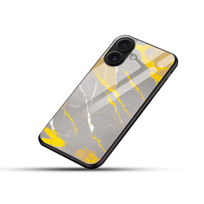 Premium Yellow Grey Marble Glass Case