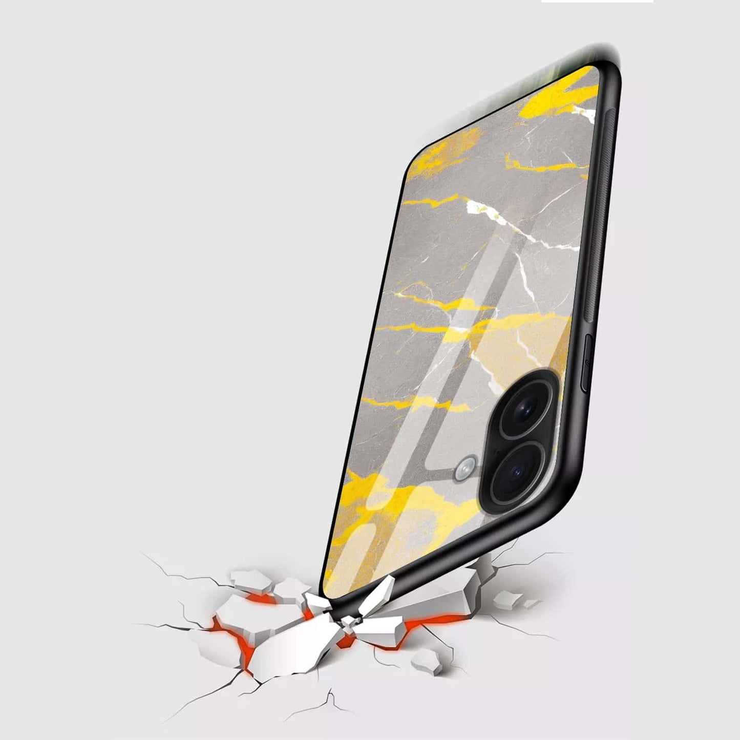 Premium Yellow Grey Marble Glass Case
