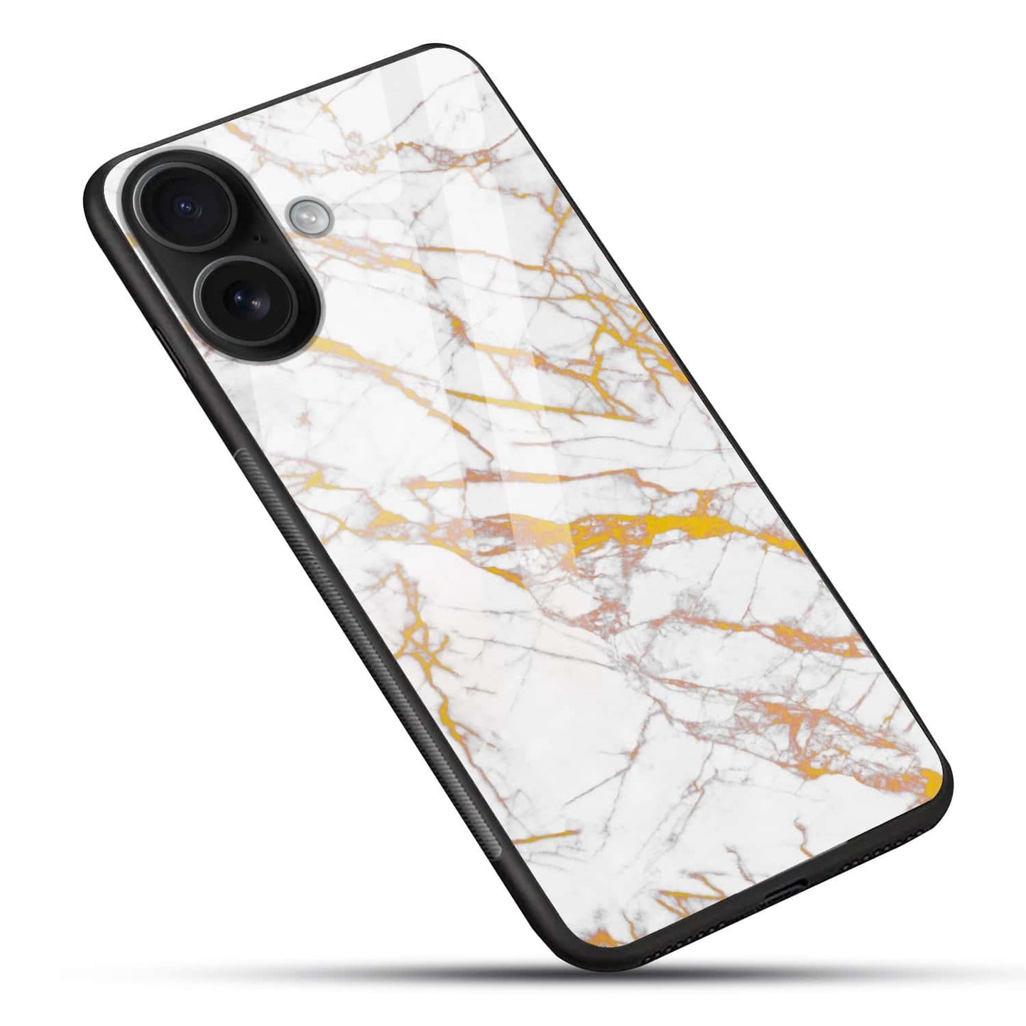 Luxury White Marble Gold Veins Glass Back Cover
