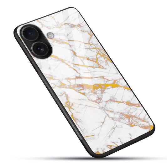 Luxury White Marble Gold Veins Glass Back Cover