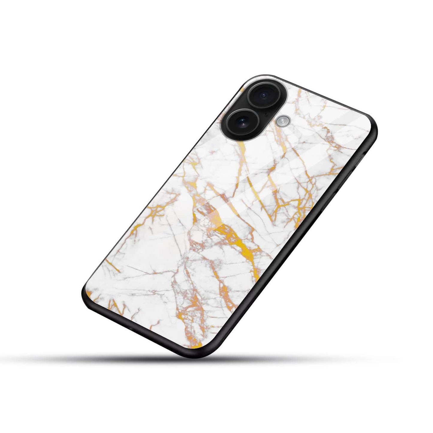 Luxury White Marble Gold Veins Glass Back Cover