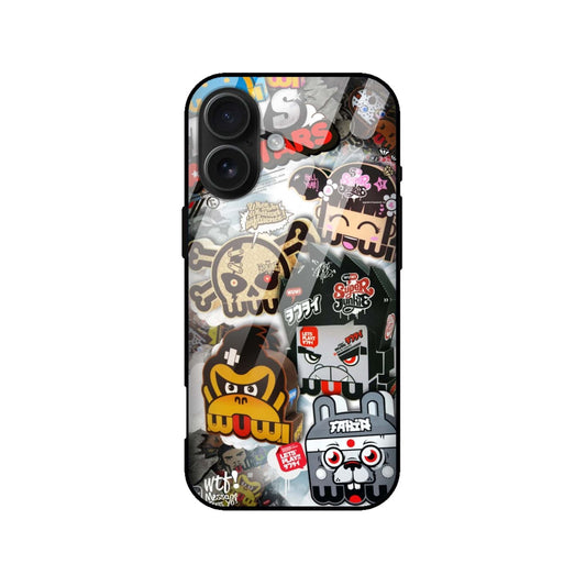 Sticker Bomb Cartoon Glass Case