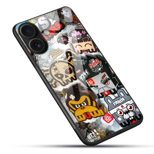 Sticker Bomb Cartoon Glass Case