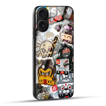 Sticker Bomb Cartoon Glass Case
