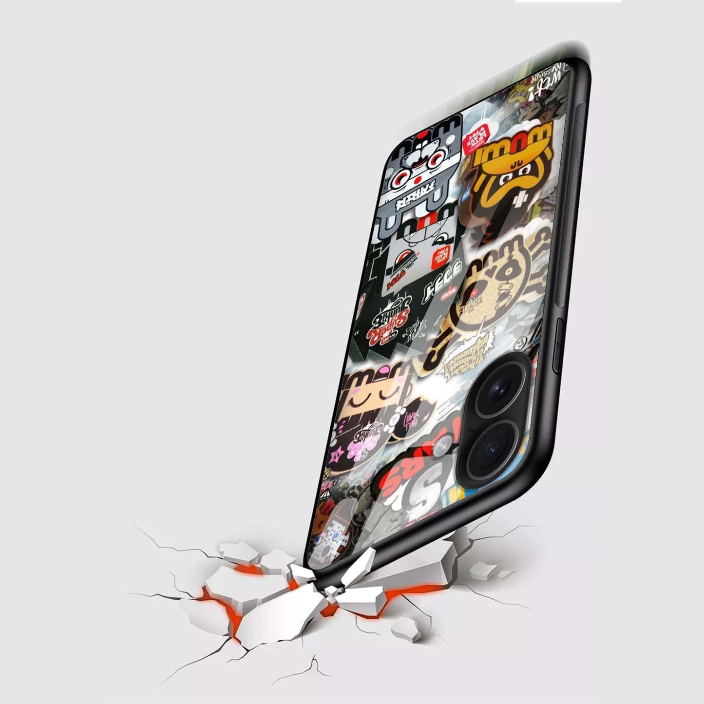 Sticker Bomb Cartoon Glass Case