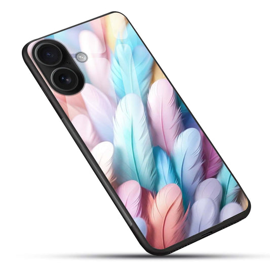 Pastel Feather Glass Case