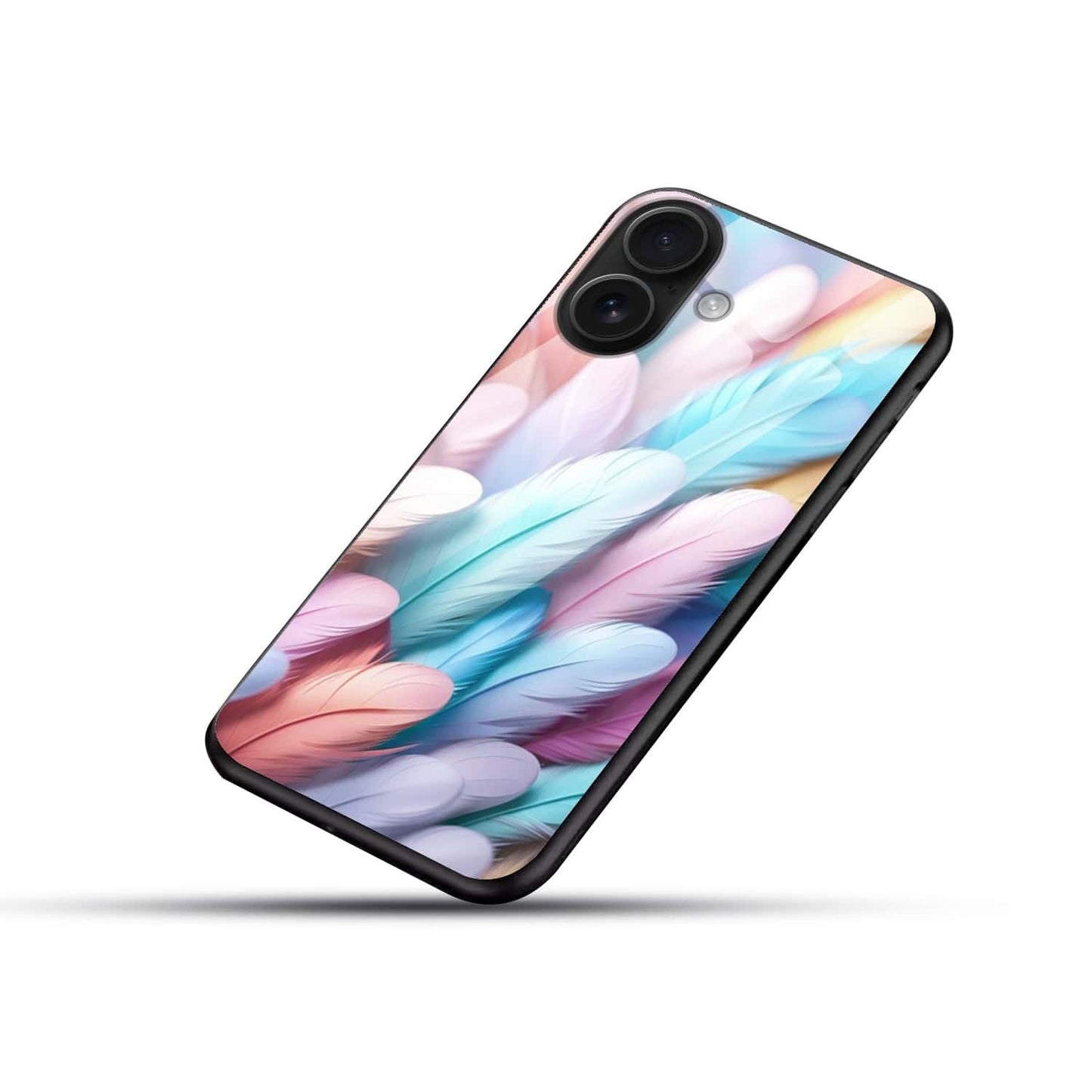 Pastel Feather Glass Case