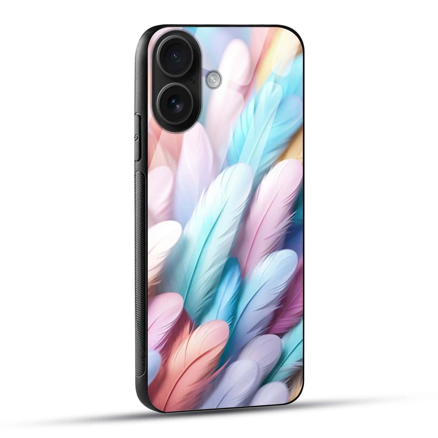 Pastel Feather Glass Case