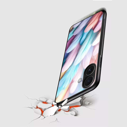 Pastel Feather Glass Case