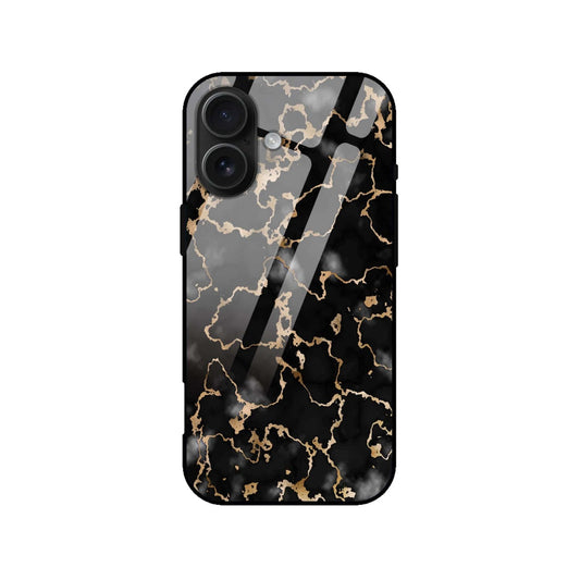 Black Gold Marble Glass Case