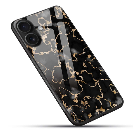 Black Gold Marble Glass Case