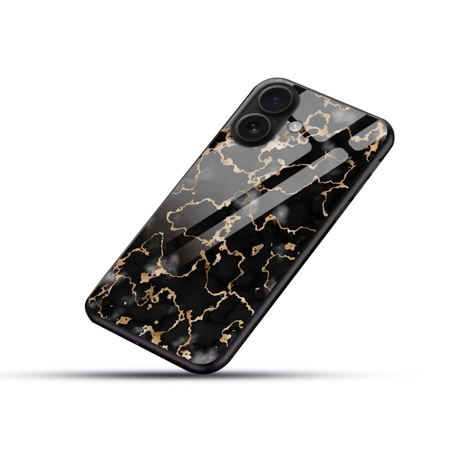 Black Gold Marble Glass Case