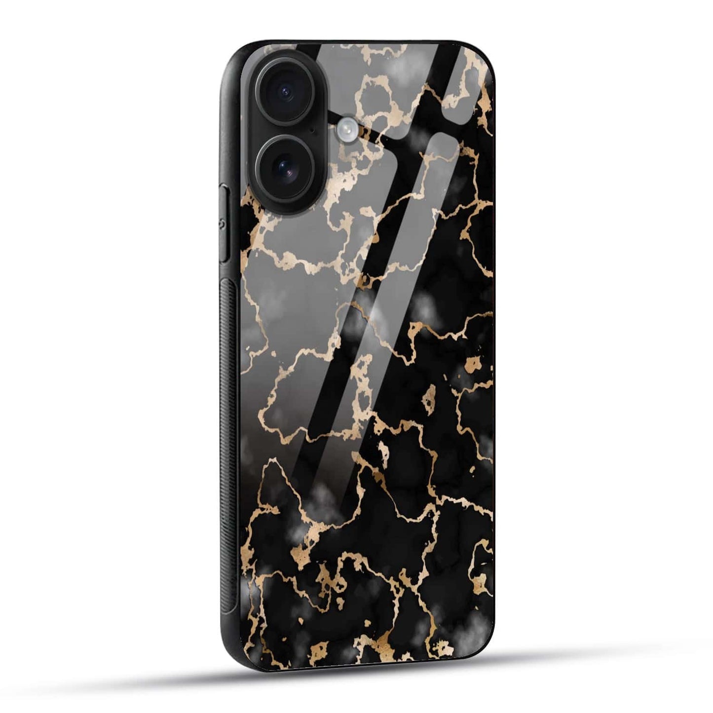 Black Gold Marble Glass Case