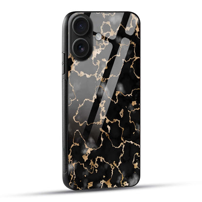 Black Gold Marble Glass Case