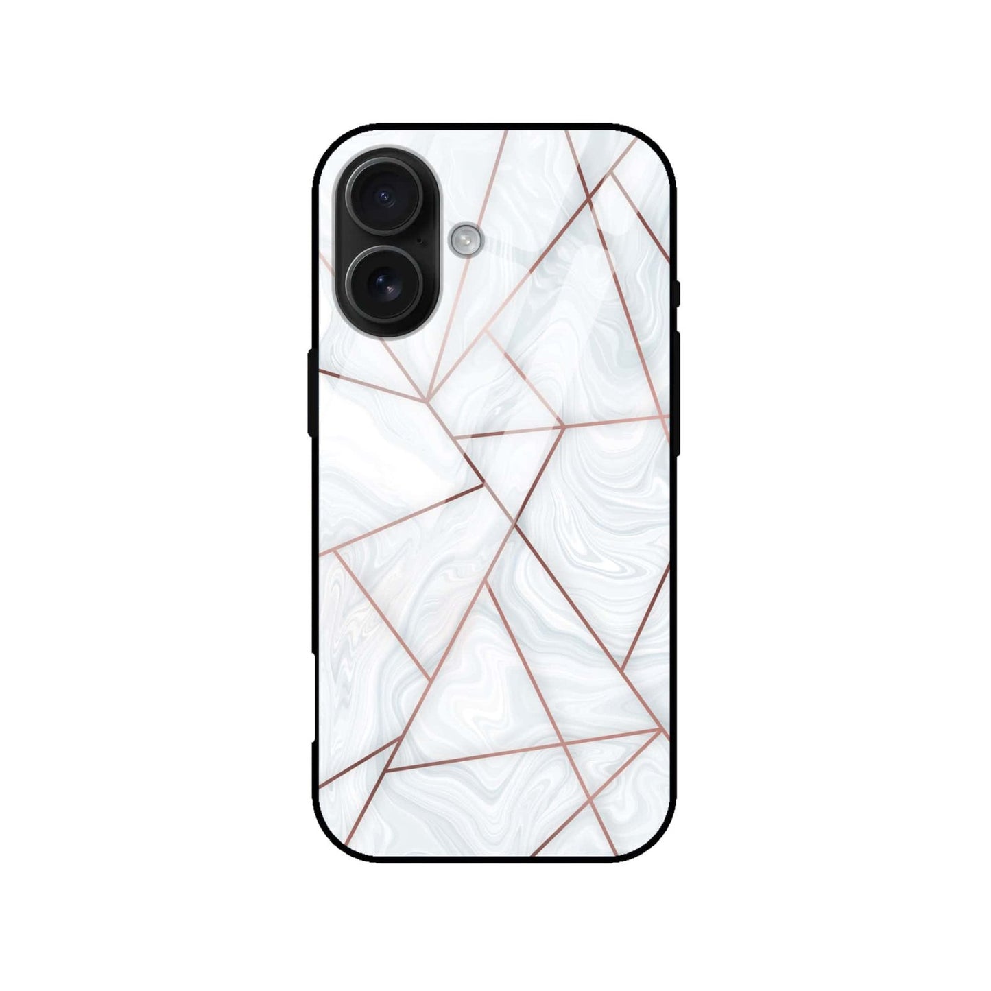 White Marble Geometric Glass Case