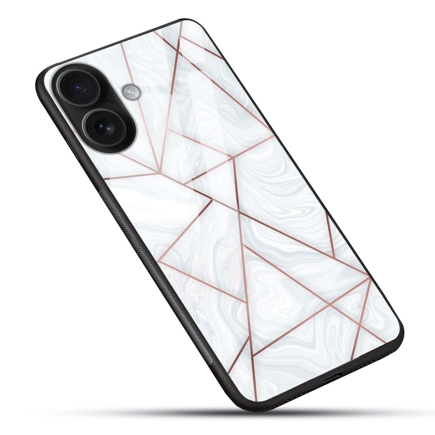 White Marble Geometric Glass Case