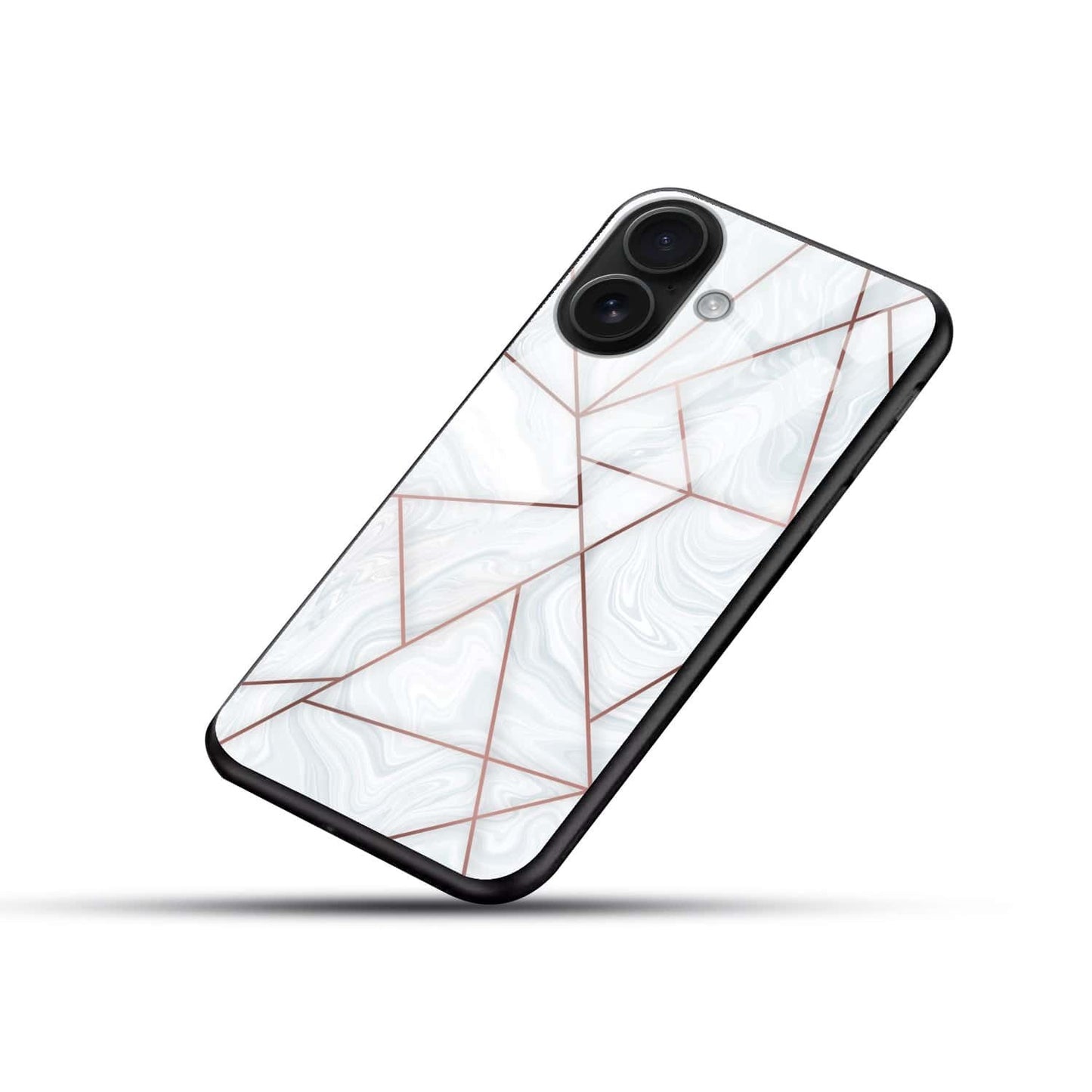 White Marble Geometric Glass Case