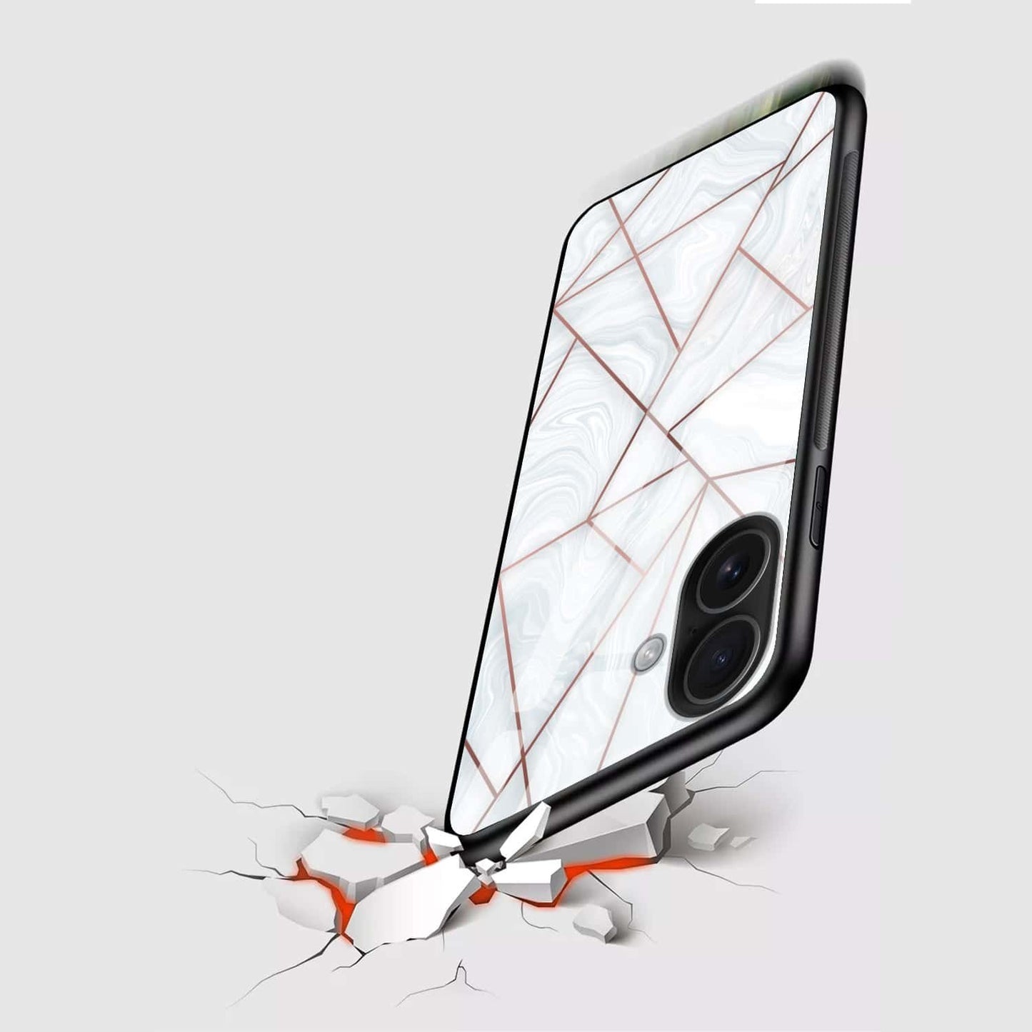 White Marble Geometric Glass Case