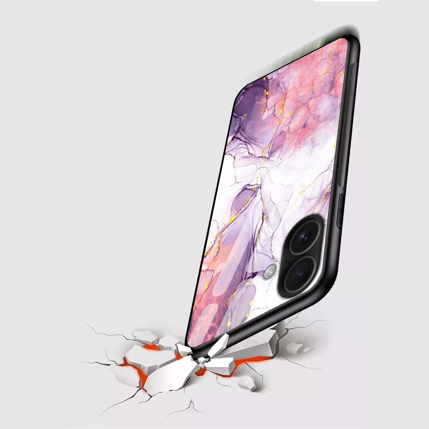 Purple Pink Marble Glass Case