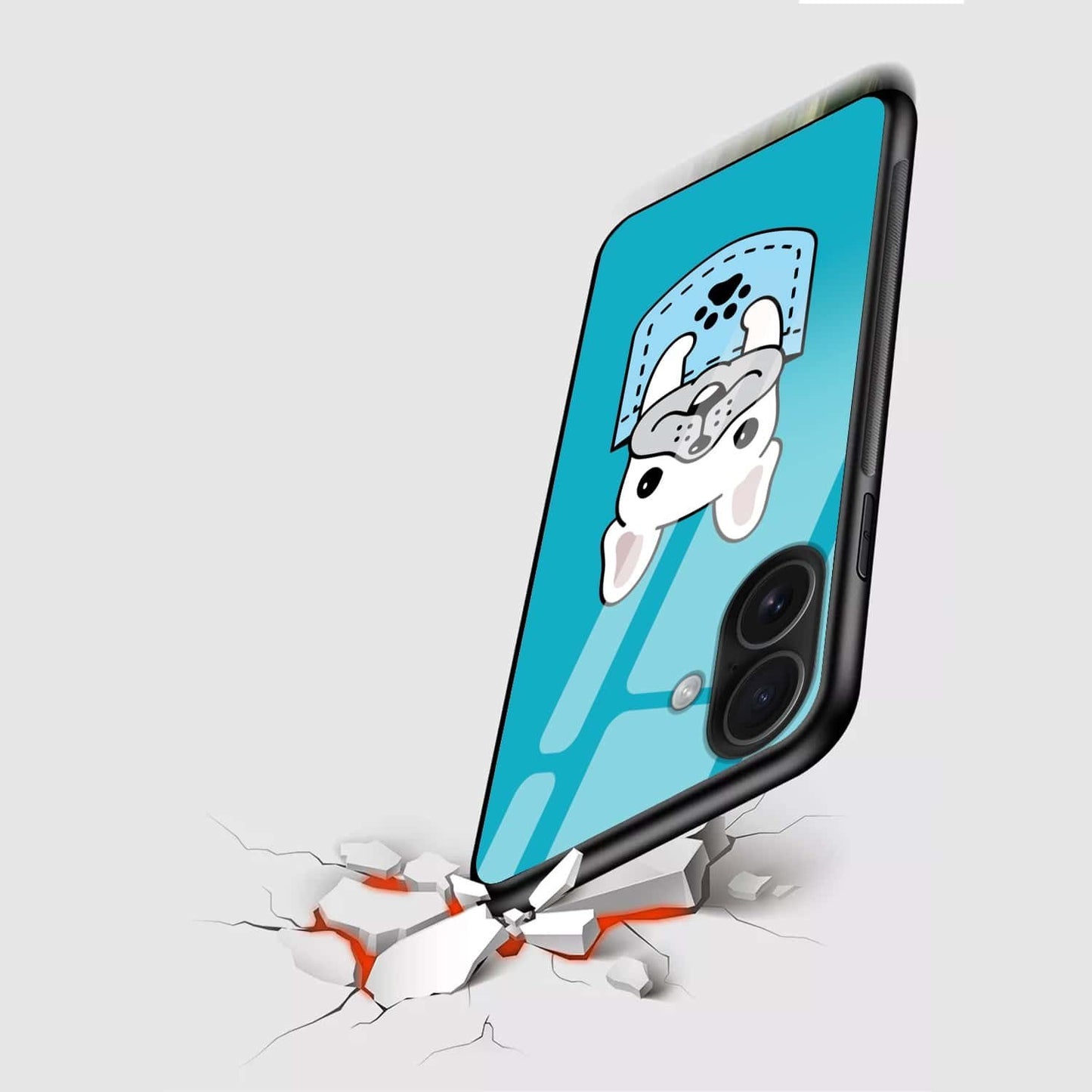 Pocket Puppy Blue Glass Case