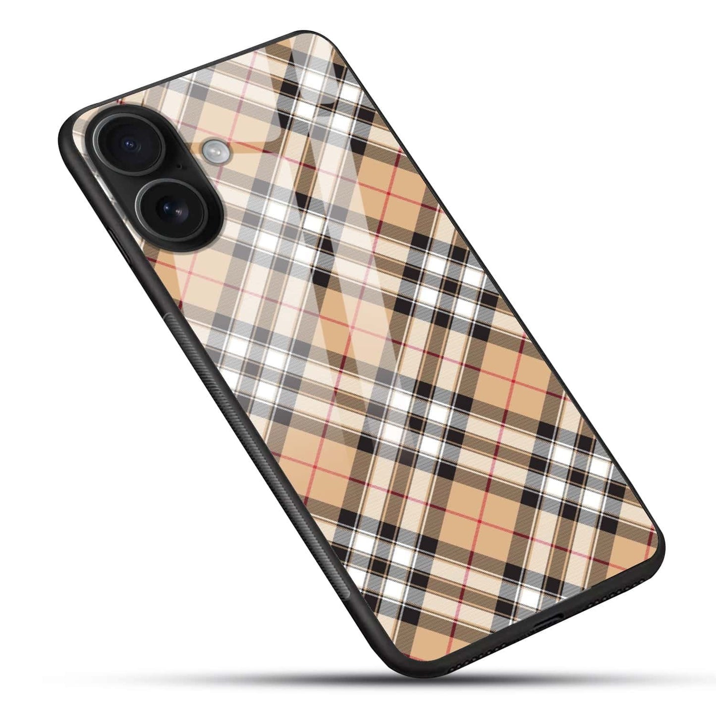 Classic Beige Plaid Glass Case