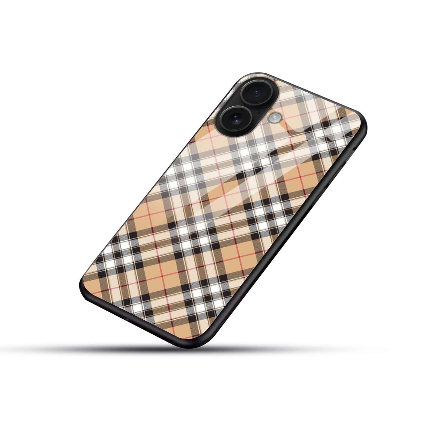 Classic Beige Plaid Glass Case