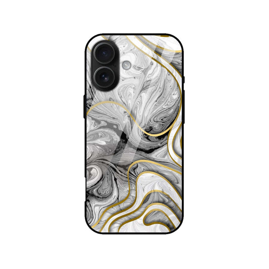 Luxury Black & White Gold Marble Glass Case