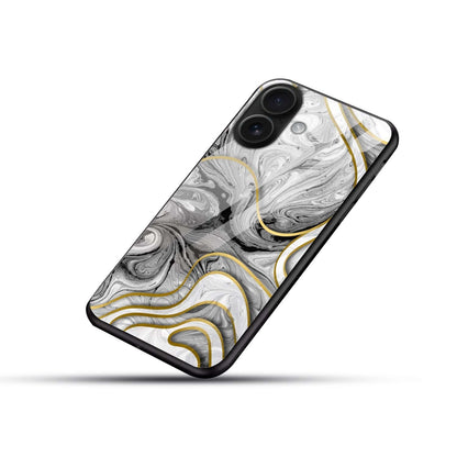 Luxury Black & White Gold Marble Glass Case