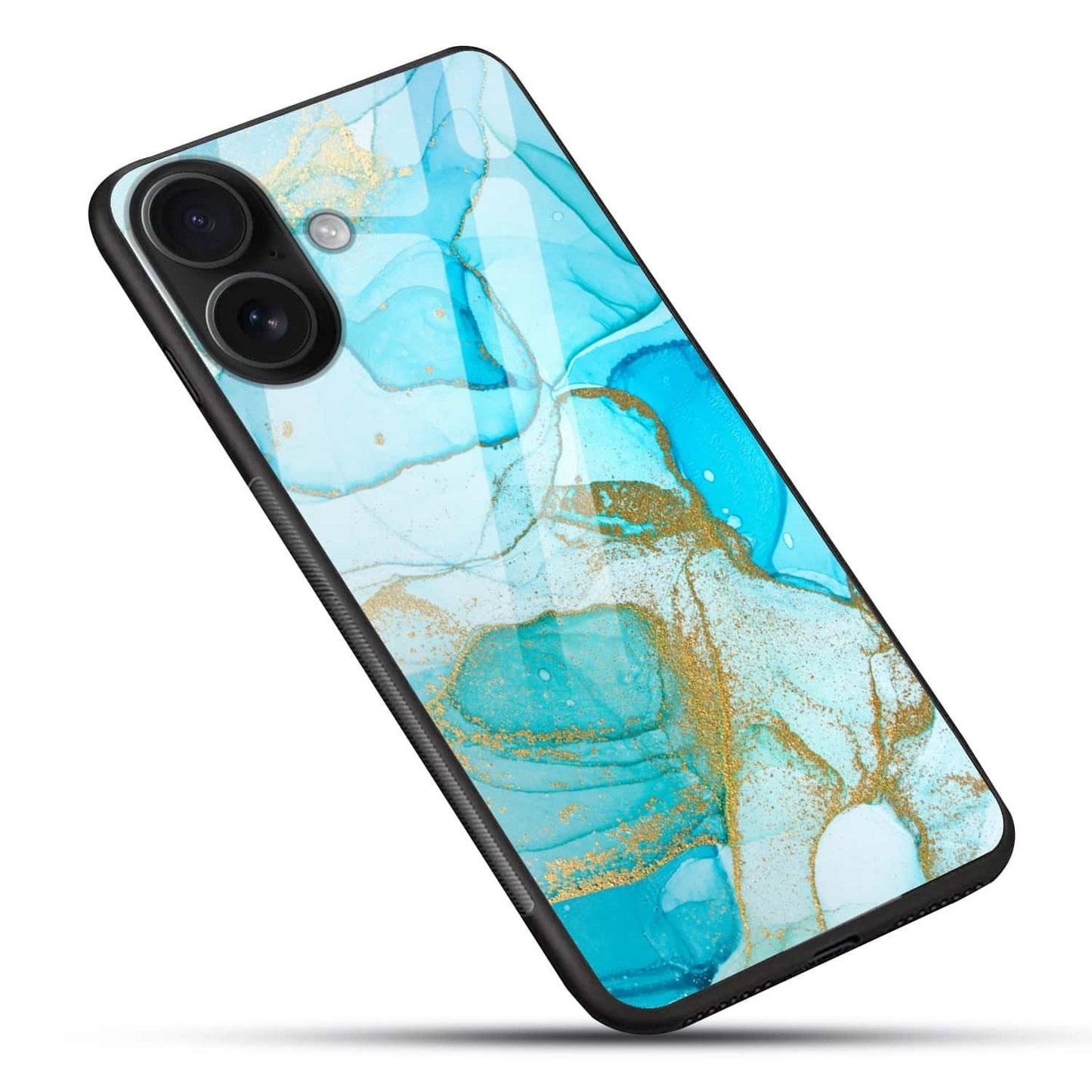 Blue Ocean Marble Glass Case