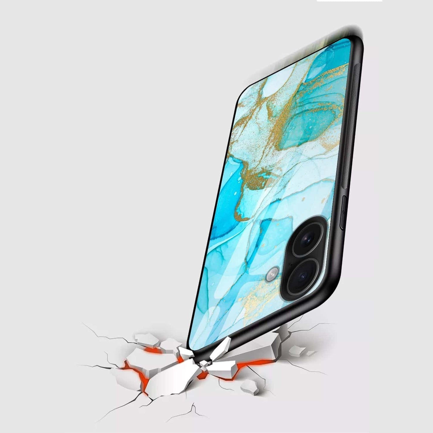 Blue Ocean Marble Glass Case