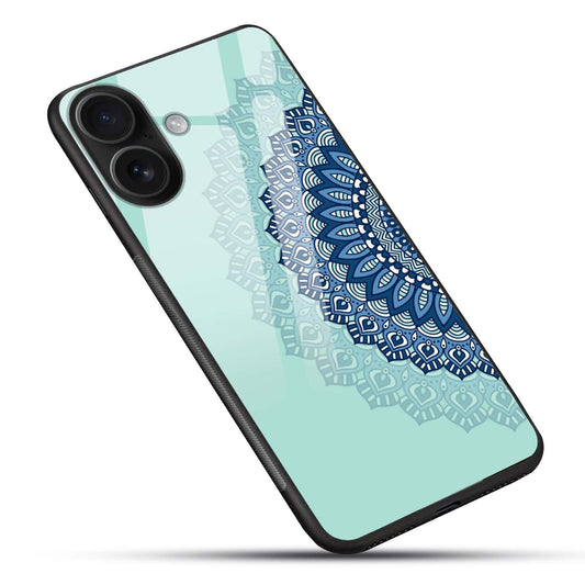 Aqua Mandala Pattern Glass Case