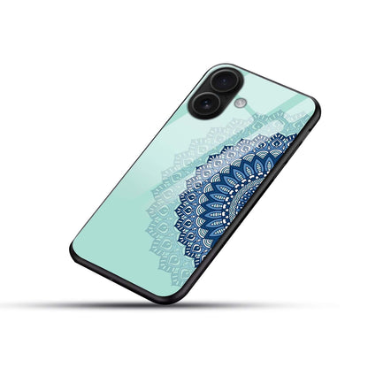 Aqua Mandala Pattern Glass Case