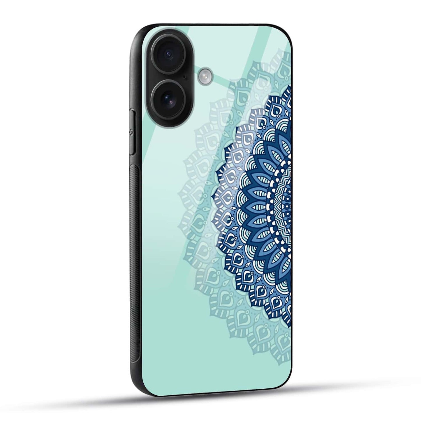 Aqua Mandala Pattern Glass Case