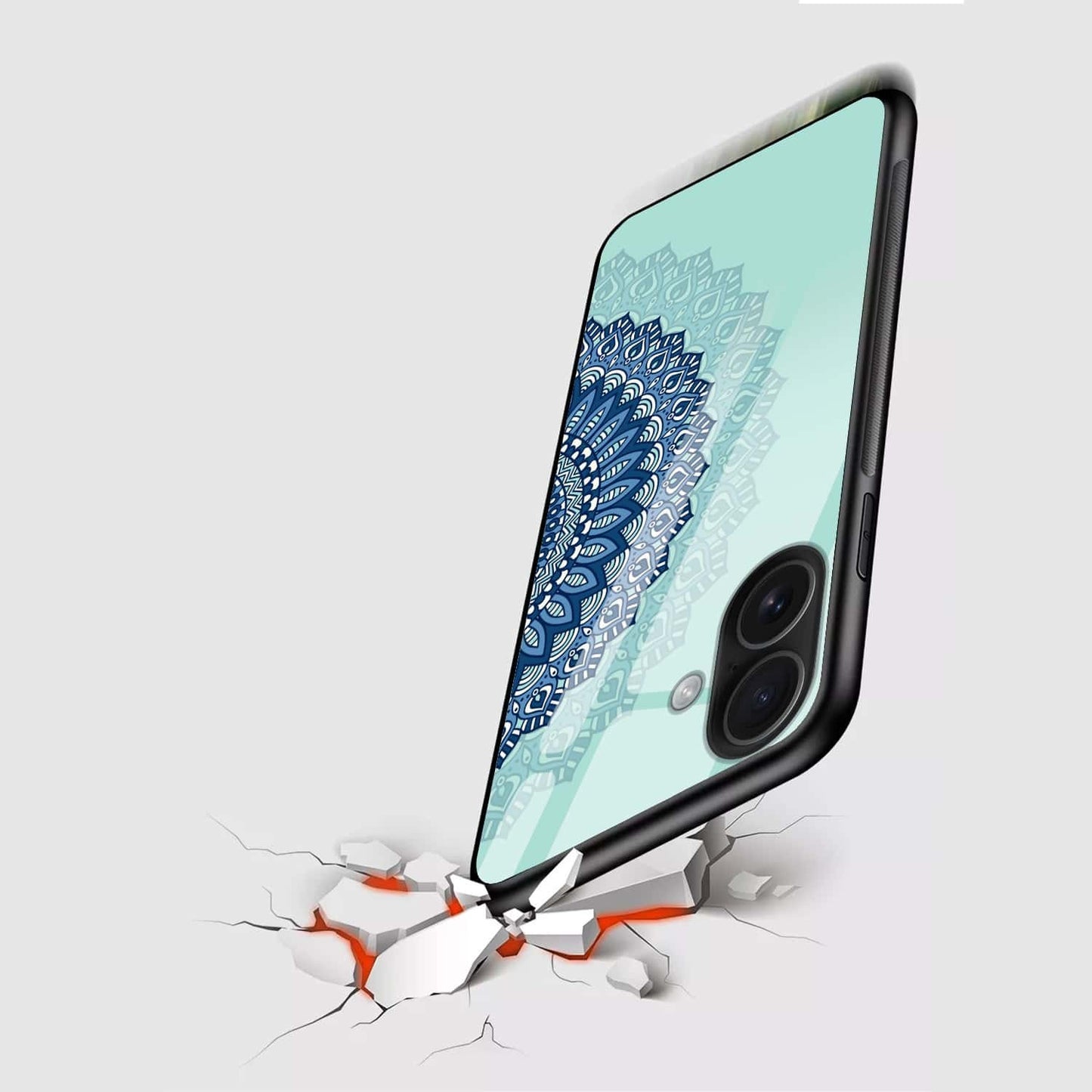 Aqua Mandala Pattern Glass Case