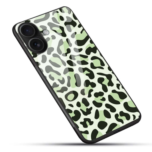 Green Leopard Print Glass Back Case